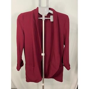 Lush Burgundy Open Front Blazer Draped Cardigan Jacket‎ Women's M